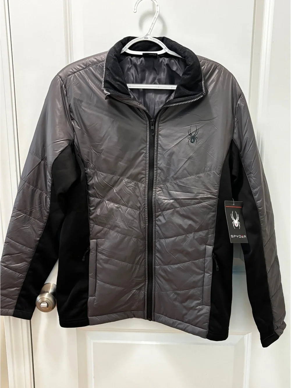 Spyder Men’s Lightweight Hybrid Full-Zip Jacket Gray/Black Size Small